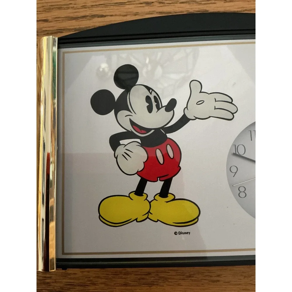 Seiko Disney Mickey Mouse Desk Clock Gold Tone Black Quartz QXZ503KR Vintage